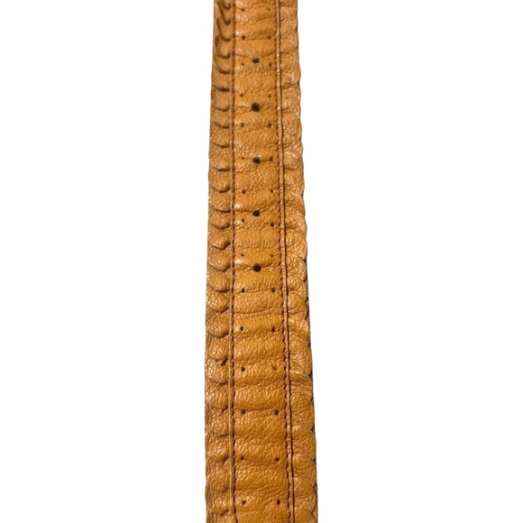 Vintage Y2K Lucky Brand Tan Leather Peace Sign Buckle Hippie Belt L - Picture 6 of 6